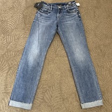 New  84 Silver Jeans Women's Jeans Size 28x29 Boyfriend Fit Mid Rise Slim Leg