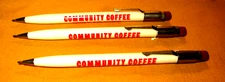 NEW-NEVER USED 3 SCRIPTO K770 MECHANICAL PENCILS W/COMMUNITY COFFEE ADV.