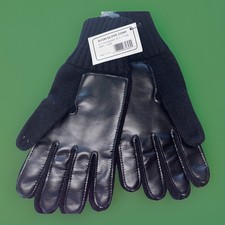 pair of Classic Touch men's/adults black leather gloves with a knit cuff VTG