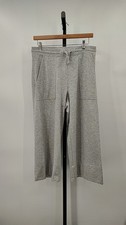 Quince Women Supersoft Fleece Cropped Wide Leg Pants Heather Grey M