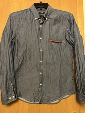 Hugo Boss Slim Fit Chambray Red Line Dress Shirt Men’s Size Large L