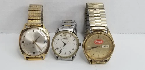 Lot Of 3 Vintage Mens Wrist Watches For Parts/Repair Timex Benrus