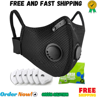 BASE CAMP Upgraded M Plus Dust Mask – Reusable Respirator With 6 Activated Carbon Filters, Breathable For Woodworking, Mowing, And Painting