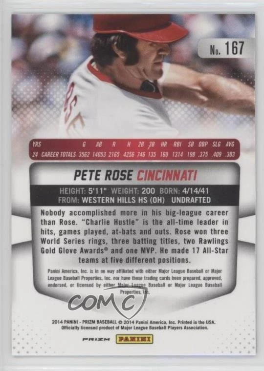 2014 Panini Prizm Camo Prizm Pete Rose #167 - Image 2 of 2