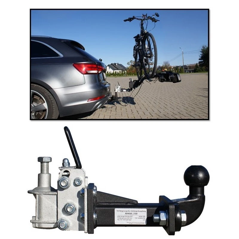 Rallonge d'attelage avec mécanisme d'inclinaison pour porte-vélo attelage 250mm - Photo 4/4