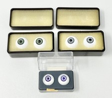 Lot 3 Pairs Colored Doll Eyes Inserts In Case Plastic  Glass Japan As Is Read