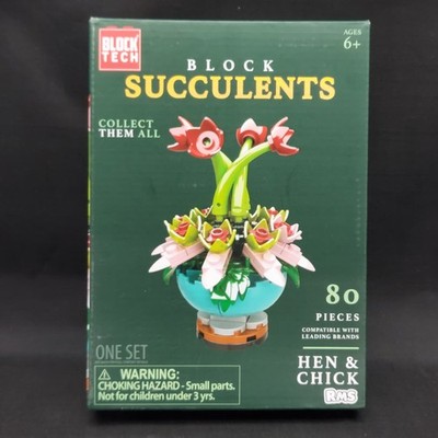 Block Tech Block Succulents Hen & Chick Building Block Set 80 Pieces NIB