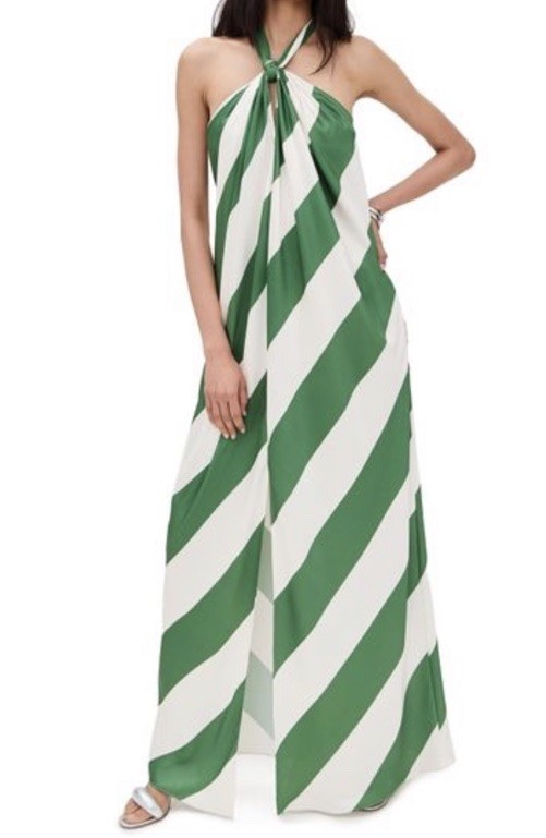 Ronny Kobo Chantell Dress in Palm Green Ivory Medium $538!!