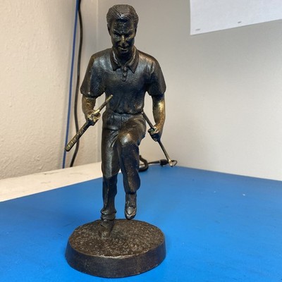 Angry Golfer Breaking Club Solid Bronze Metal Sculpture Statue