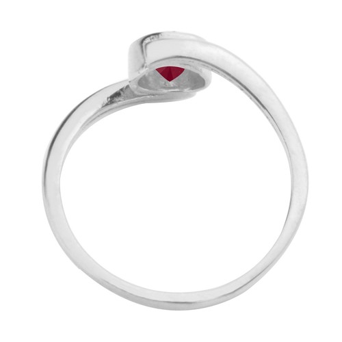 Anello donna 1,20 ct taglio tondo 100% naturale rubino rosso birmano in oro bianco 14 kt - Foto 2 di 4