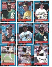 Lot of 9 - Oakland Athletics - 1988 Donruss - D. Stewart, M. Tettleton