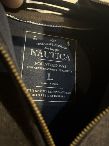 Suéter Nautica 1/2 Cremallera Hombre Grande Azul Gris Colorblock 100% Algodón - Imagen 2 de 4