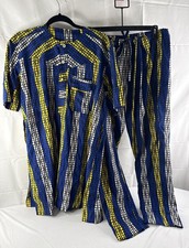 African inspired Kente cloth dashiki 2 piece suit sz M-L