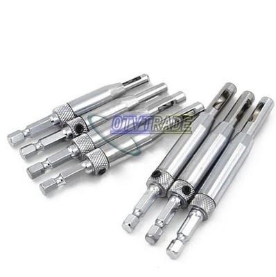Door Self-centering Hinge Hole Opening Drill Bit Twist Wood Carpenter Kit x7pcs