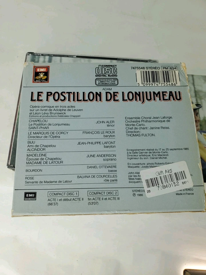 ALPHONSE ADAM THOMAS FULTON JOHN ALER - Adam: Le Pillon De Lonjumeau - Box Set - Imagem 2 de 4