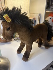 Steiff Yellow Ear Tag Standing Horse/Pony  Hanno  Style, Dark Brown, Black Mane