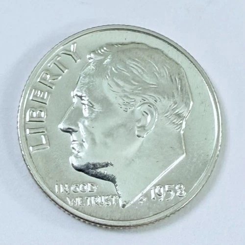1958 Roosevelt Dime- 90% Silver- Choice Gem Proof Luster #7208
