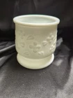 Vintage Unmarked Milk Glass Planter Pot Vase Leaf and Flower Pattern- Excellent