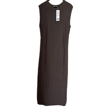 Uniqlo U Long Sleeveless Cotton Knit Dress Brown Casual Summer Comfortable