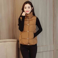 Damen Steppweste Jacke Wattiert Bubble Puffer Weste Gilet Coat Parka