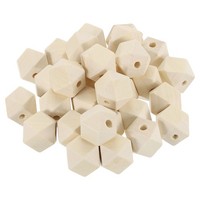 30 StüCk Geometrische Holzperlen, 20Mm FüR Loose Spacer Beads Naturfarbe