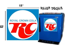 (RC-9) 12" BLUE RC ROYAL CROWN COLA DECAL COOLERS SODA POP MACHINE