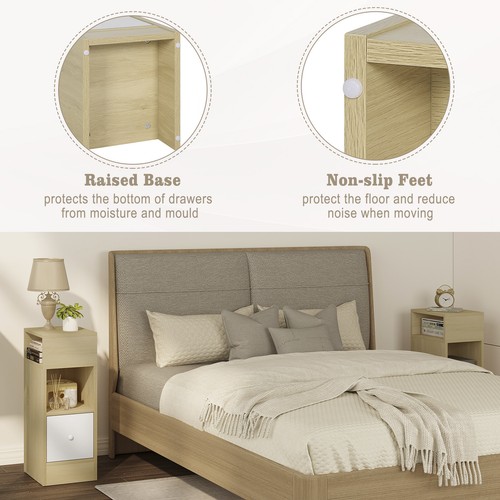 Nightstand Bedside Table with Drawer Storage Cabinet Sofa Living Room Side Table - Picture 7 of 14