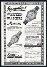 1950 Minerva Rancher Frontiersman watch photo cattle brands art vintage print ad