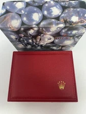 Genuine Rolex Red Watch Box Case w Outer Box 14.00.01 Authentic Leather Wood