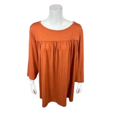 Attitudes by Renee Women's Yummy Jersey 3/4 Sleeves Flounce Top Ginger 2X Size