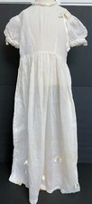 Vintage Girls Off White Sheer Dress Gown With Lace Trim  Ribbons