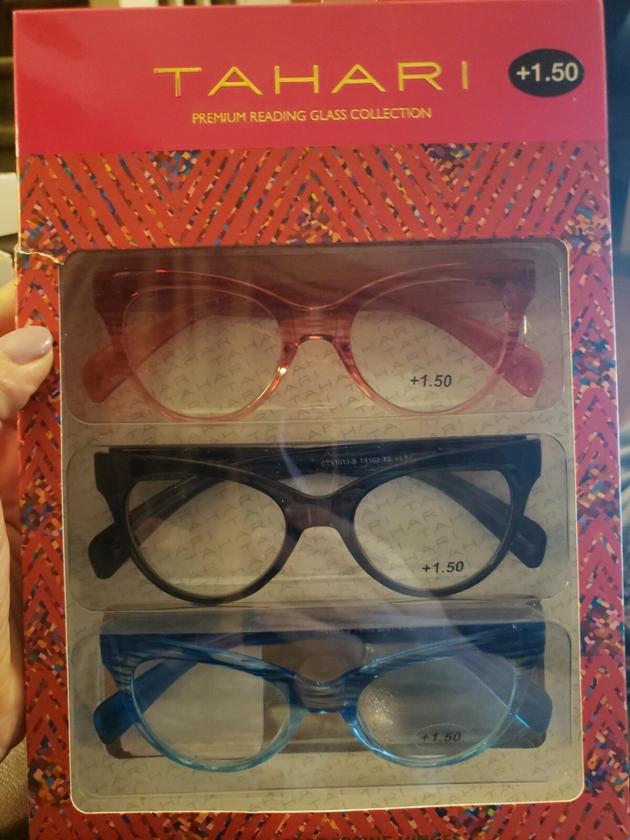 NWT 3 Pack 3.00 TAHARI Premium Eye Reading Glasses Black, Blue & Brown & Yellow TAHARI Premium 3-Pack Reading Glasses Multi Color +3.00  main image 2