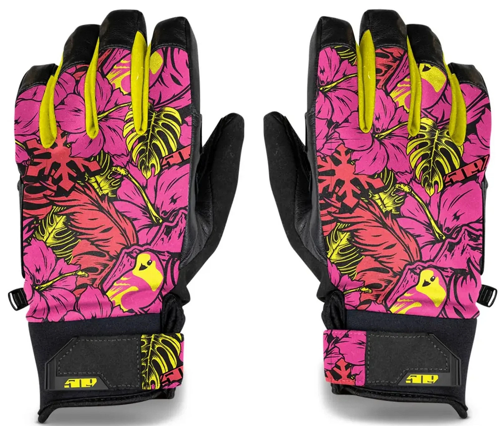 509 Freeride Mens Snow Gloves Pink Vis Floral