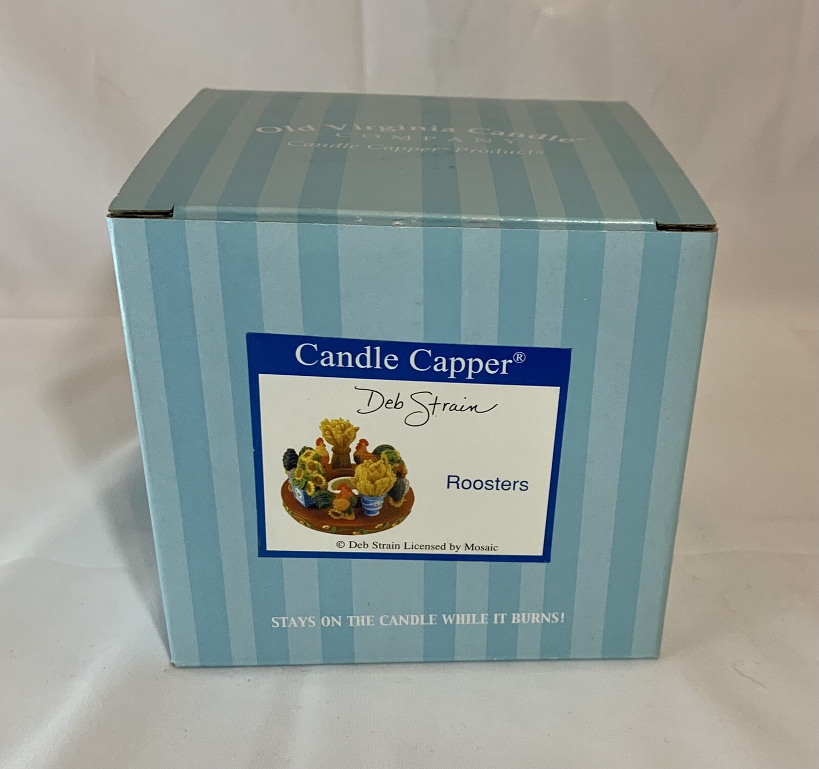 Old Virginia Candle Co Capper Soot Stopper With Box Roosters Flowers