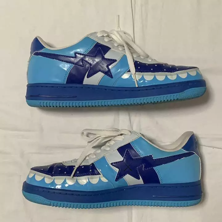 A BATHING APE x KAWS Bapesta Sneaker Shoes Blue Low US8.5 Used from Japan