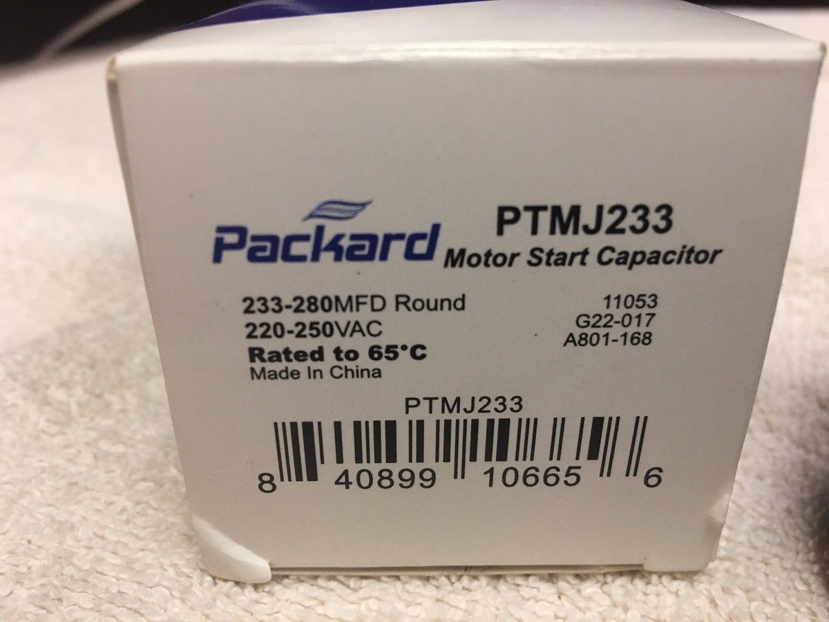 Capacitor, Start, Packard, 233-280 MFD, 220-250 VAC Round PTM-J233