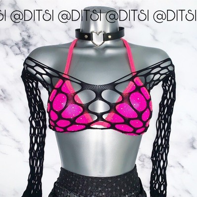 black mesh rave top