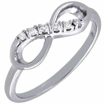Diamond Infinity Fashion Right Hand Cocktail Ring Ladies 10K