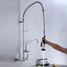 Commercial Kitchen Heavy Duty Pull Down Pre-Rinse Faucet with 12" Add-On Faucet