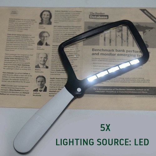 3X Lente di Ingrandimento Portatile con 5LED Illuminato Lettura Libro Lente di Ingrandimento Lettore - Foto 3 di 13