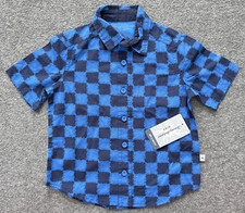 Tommy Bahama Kids Shirt Boys XS 4 NWT Blue Black Tropical Palm Button Down