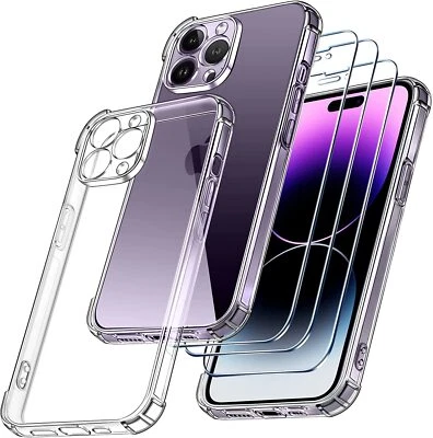 AntiChoc Coque + 2 Verre Trempé pour iPhone 17 16 16e 15 14 13 12 11 Pro MAX/XR