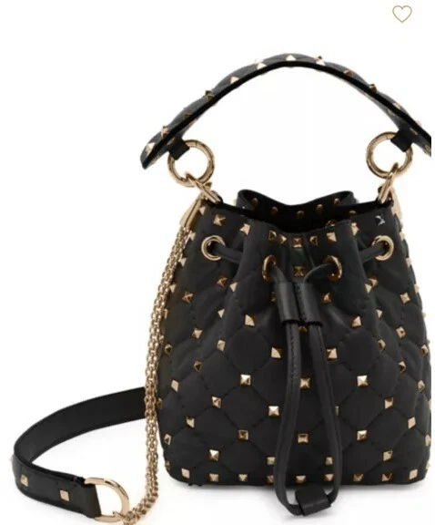 Black Rockstud Spike small leather shoulder bag, Valentino Garavani