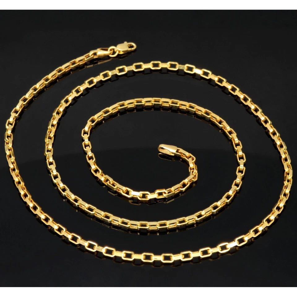 Glänzende Ankerkette 585 14K ECHT GOLD 3,5mm 65cm NEU Schmuck Unisex Halskette