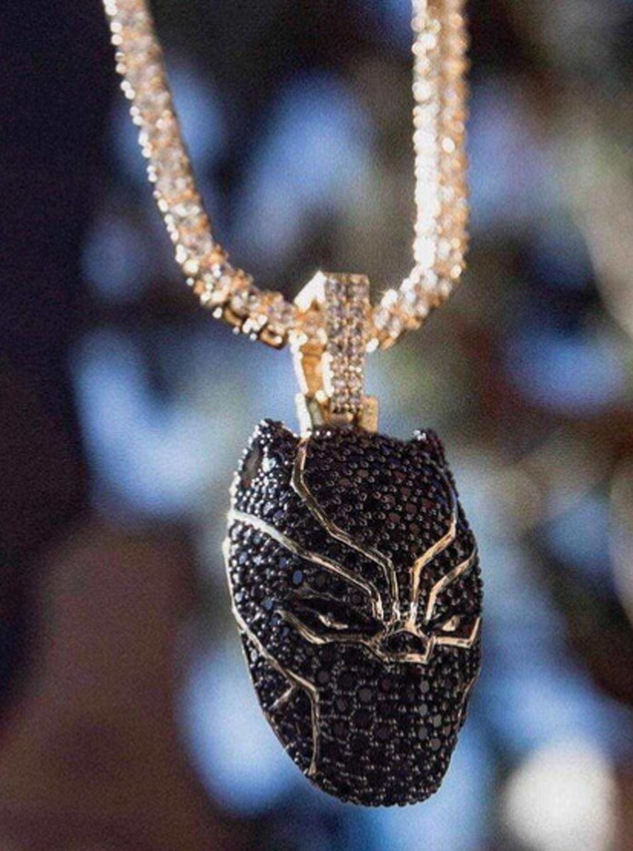 GLD Black Panther 18k Gold Plated Necklace Pendant Marvel Comics