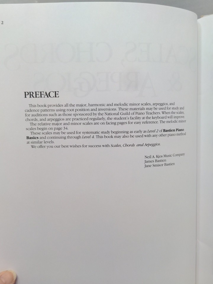 Scales Chords & Arpeggios Sheet Music Song Book James Bastien Piano