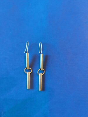 Gucci Authentic Bar Circle Drop Earrings Sterling 925 - Italy 