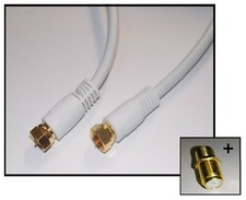 Satellite connection cable with 2x F plug-gold plated-digital-5m white adapter