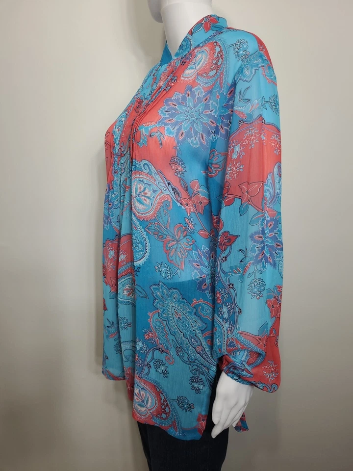 Pullover multicolor de manga larga semi transparente de Susan Graver para mujer talla mediana Foto 2 de 4