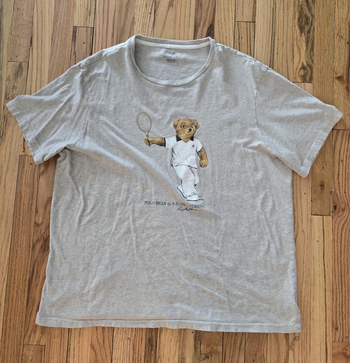 Polo Bear テニス Tシャツ グレー VTG Ralph Lauren Polo Bear Tennis T-Shirt Small Gray Cotton